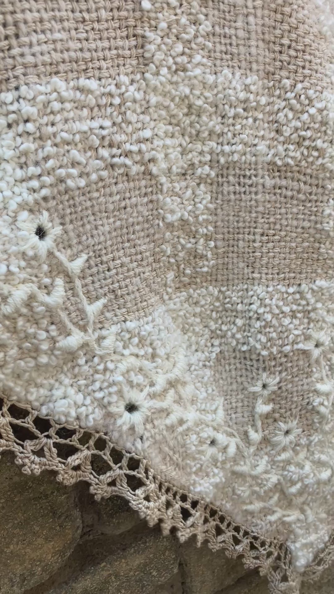 Bridal shawl — Ayrshire whitework on handwoven Highland cloth